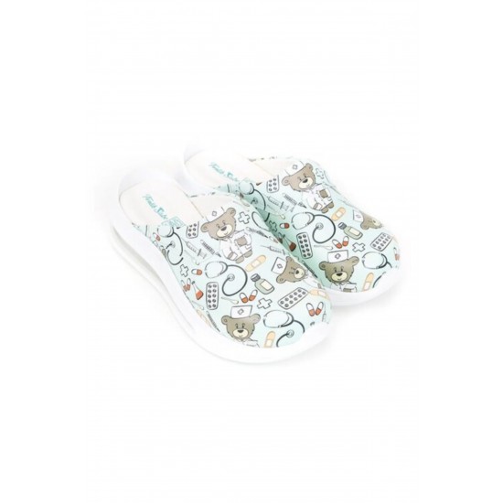 Supermax 2023 Mint Yeşili Ayıcıklı Tam Ortopedik Sabo Terlik Dünyası