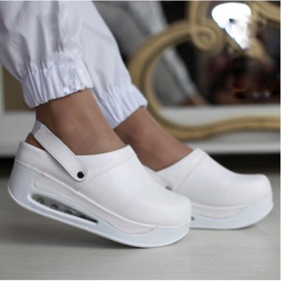 Beyaz Deliksiz Airmax Sabo Terlik Tam Ortopedik 