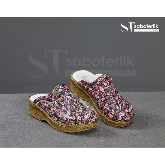 Tam Ortopedik Sabo Terlik Pembe Çiçek Desenli