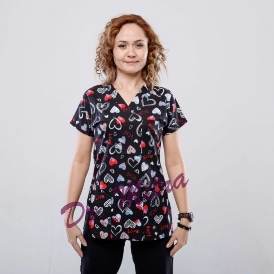 Siyah Kalp Desenli Likralı (Esnek) Greys (Yarasa Kol) Takım Siyah Kalp Desenli Likralı (Esnek) Greys (Yarasa Kol) Takım