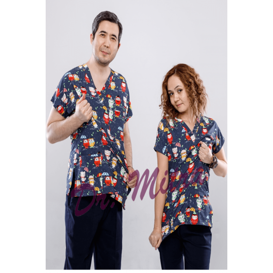Şaşkın Baykuş Desenli Likralı (Esnek) Greys (Yarasa Kol) Cerrahi Takım Şaşkın Baykuş Desenli Likralı (Esnek) Greys (Yarasa Kol) Cerrahi Takım