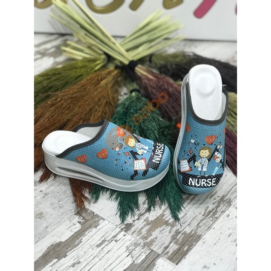 Sabo Terlik Air Max Turkuaz Hemşire Tam Ortopedik  