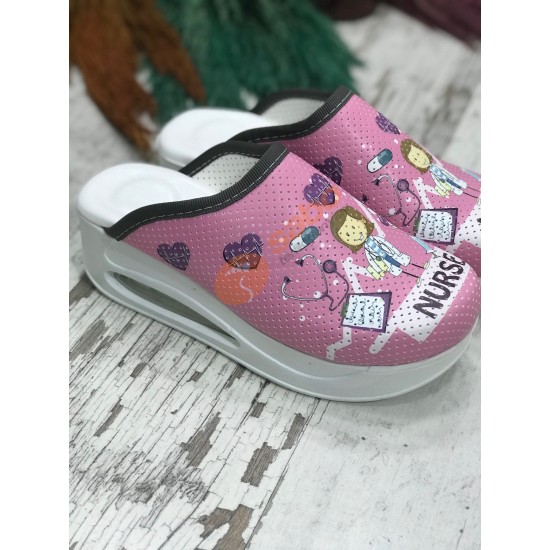Sabo Terlik Air Max Pembe  Hemşire Temalı Tam Ortopedik  
