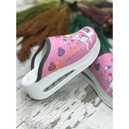 Sabo Terlik Air Max Pembe  Hemşire Temalı Tam Ortopedik  