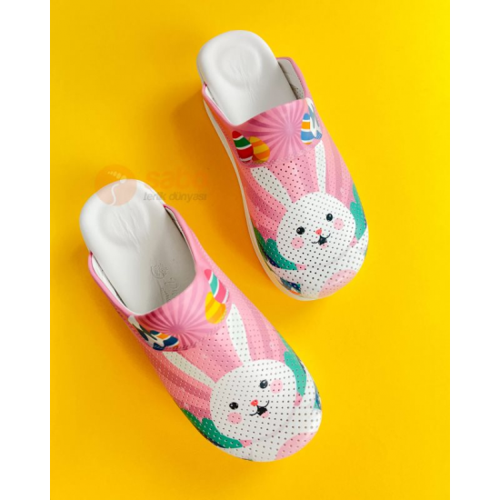 2024 Airmax Sabo Terlik Pembe Tavşan Tam Ortopedik 5.5 cm