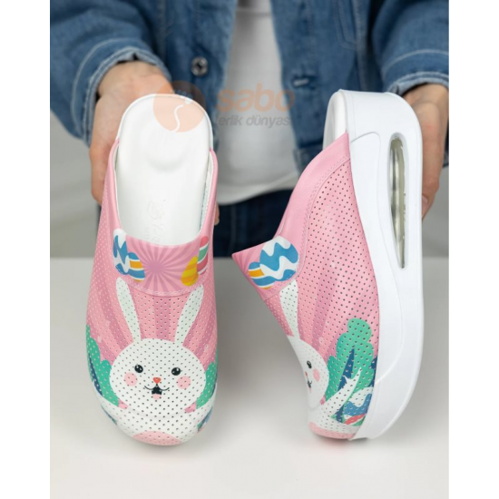 2024 Airmax Sabo Terlik Pembe Tavşan Tam Ortopedik 5.5 cm