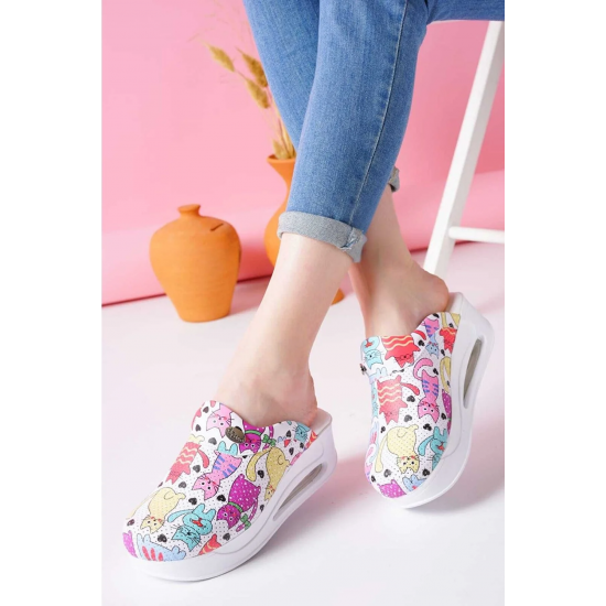 Airmax Renkli Kedi Desenli Sabo Terlik Dünyası Tam Ortopedik   Airmax Renkli Kedi Desenli Sabo Terlik Dünyası Tam Ortopedik