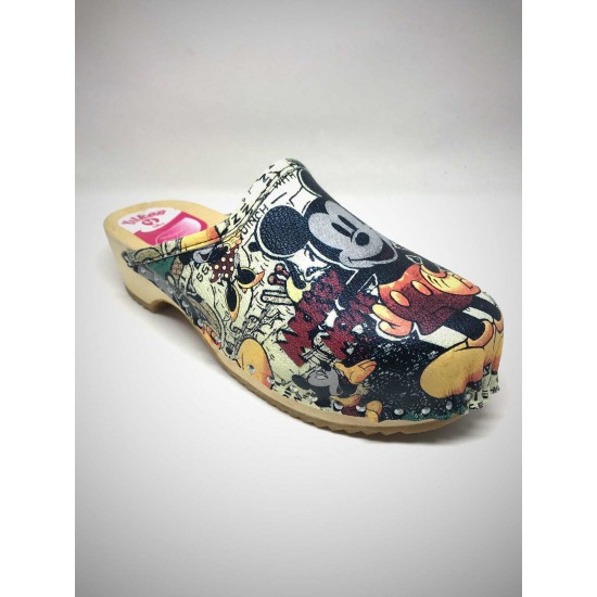 Tahta Ortopedik Taban Mickey Mouse Sabo Terlik