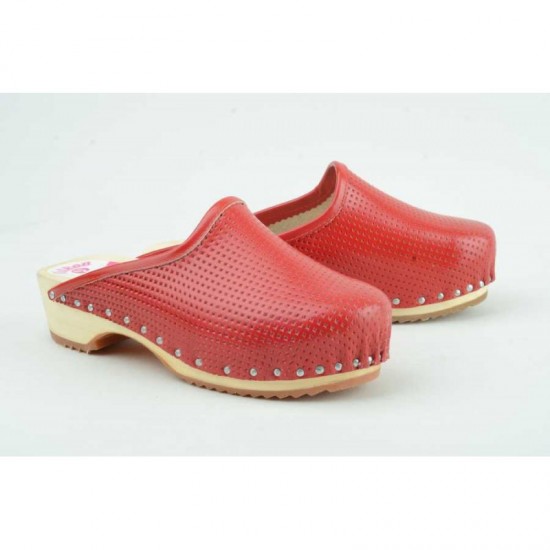 Tahta Ortopedik Taban Kırmızı Sabo Terlik