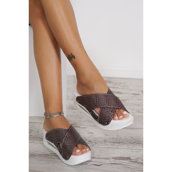 Hogi Yandan Açık Airmax Ortopedik Kahve Gümüş| Sabo Terlik Dünyası