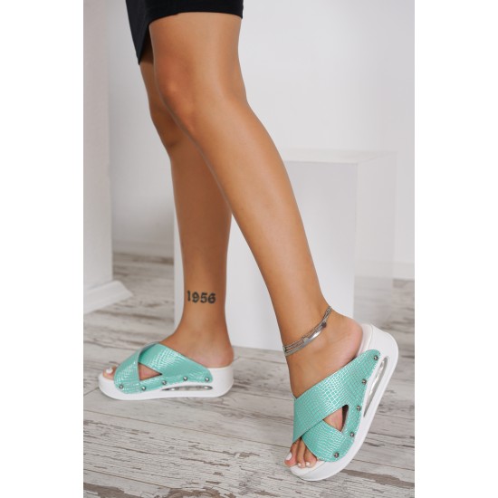 Hogi Yandan Açık Airmax Ortopedik Mint Gümüş| Sabo Terlik Dünyası