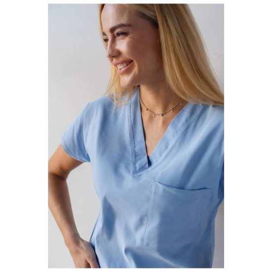 Mavi Likralı Comfort Kumaş Cerrahi Takım Alaskan Blue Scrubs Üniforma