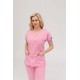 Pembe Likralı Comfort Kumaş Cerrahi Takım Kadın Erkek Scrubs Üniforma