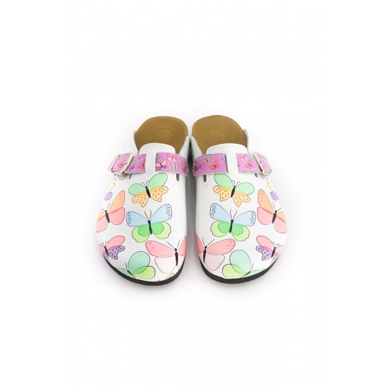 Ortopedik Renkli Kelebek Desenli Mantar Sabo Terlik
