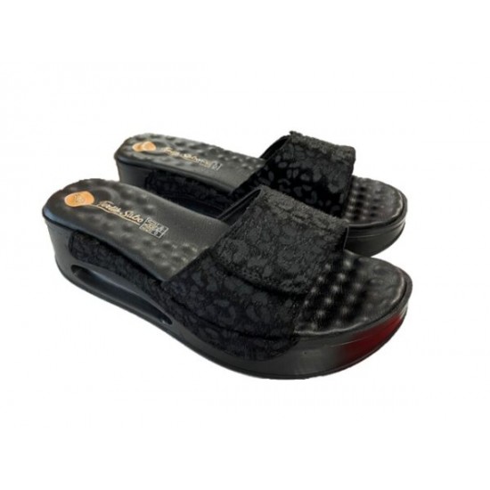 Air Cırt Cırtlı Siyah Leopar Sandalet | Sabo Terlik Dünyası