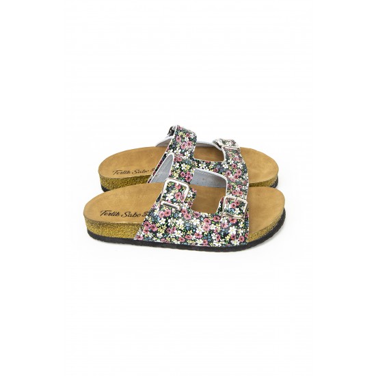 Mor Çiçek Temalı Çift Bant Sandalet Sabo Terlik Mor Çiçek Temalı Çift Bant Sandalet Sabo Terlik